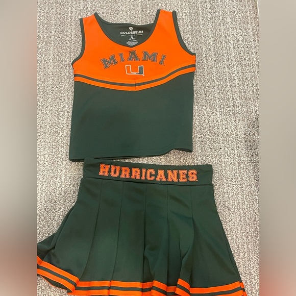 University of Miami Hurricanes Cheerleader Outfit Skirt Top Like New Size S 6-6x - Picture 1 of 2